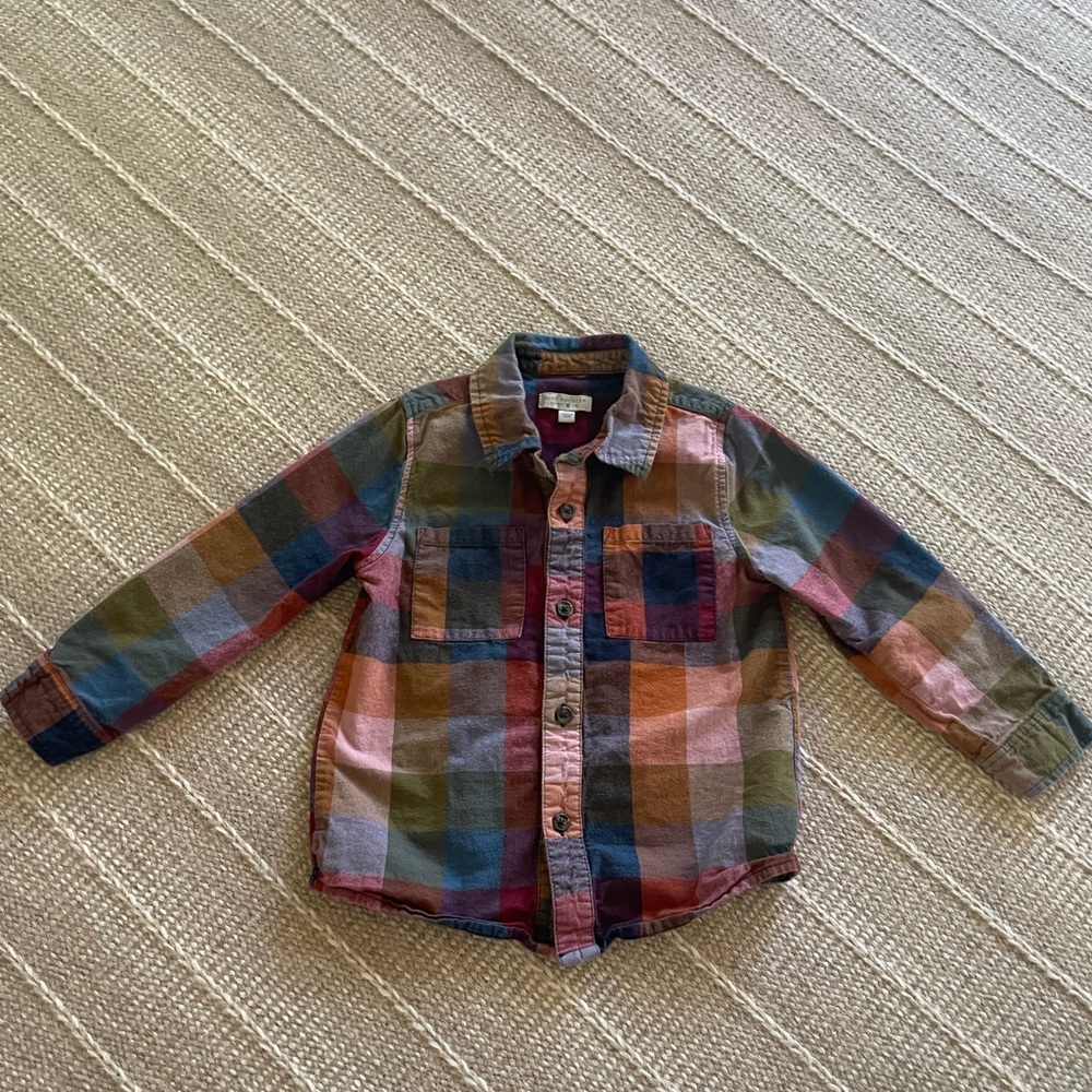 Pink Chicken Boys Jack Harvest Plaid Button-Up Shirt Sz 5